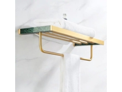 Toallero de mármol verde, latón antiguo, toallero de baño de lujo, estantes, toallero de baño Gusshious (verde)