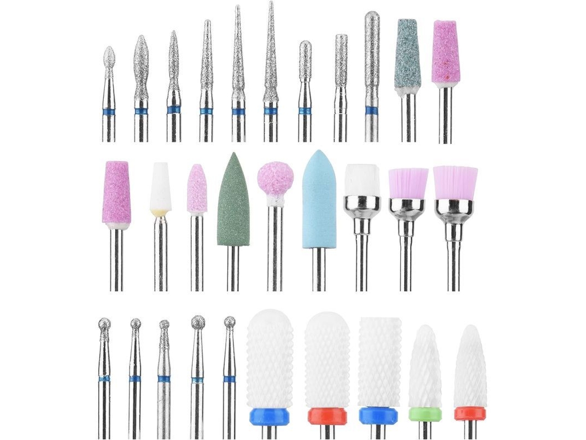 Juego De 30 Brocas Para Uñas Con Estuche, Brocas De Cerámica De 3/32 Para Uñas De Gel Y Acrílicas.