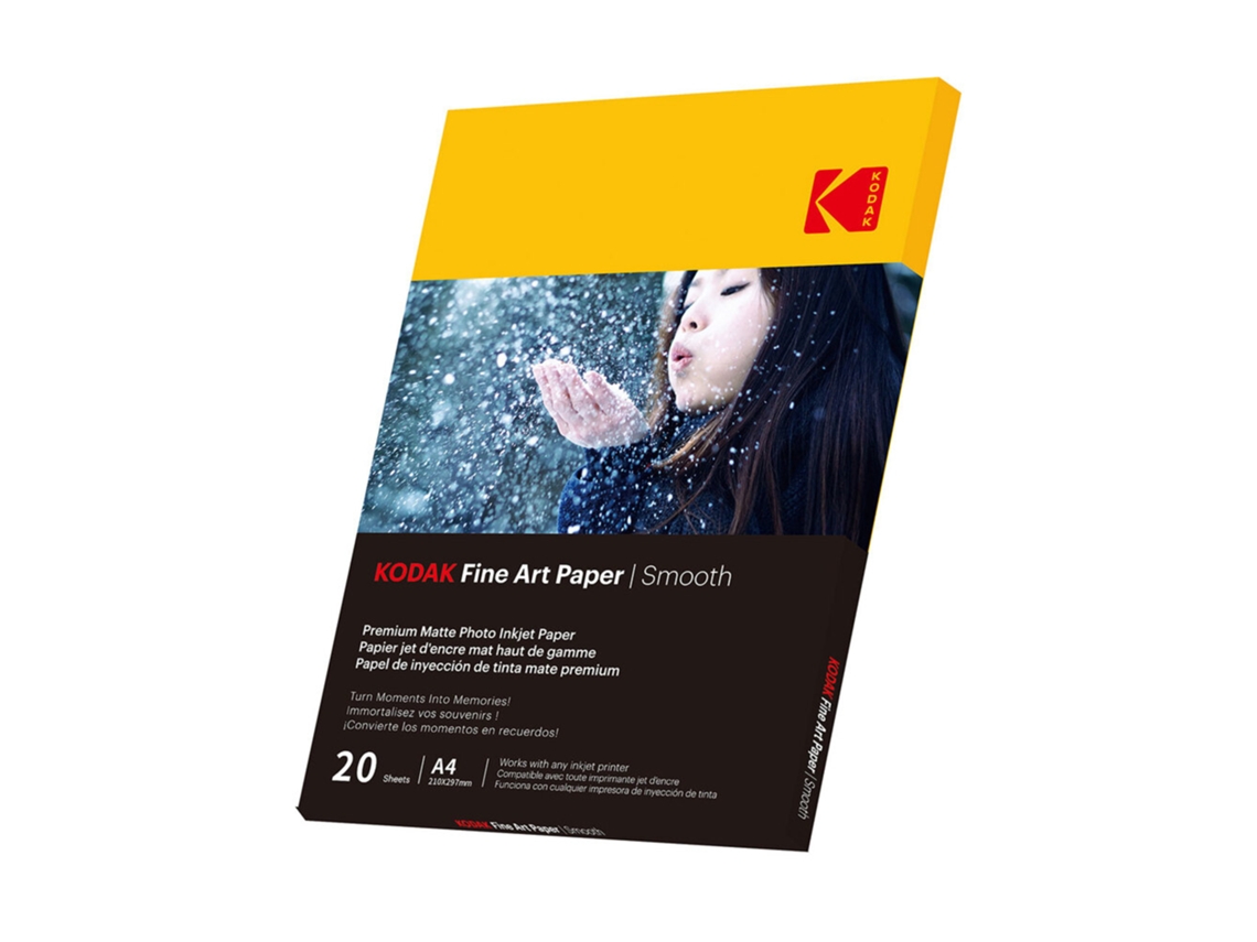 Papel Fotográfico KODAK Fine Art Liso A4 230 G/M² Blanco Paquete 20 Hojas