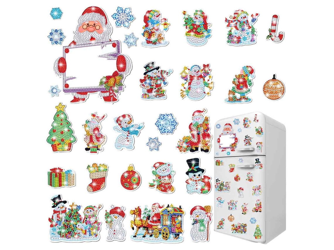 Imanes de nevera navideños con diamantes, kits de manualidades RNEMITERY