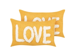 Lote de 2 cojines de colores vivos BELIANI Love de Algodón Amarillo 30x50x4