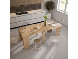 Mesa Consola Extensible SKRAUT HOME 220 para 10 Comensales color Roble (Melamina - 58x90x77 cm)