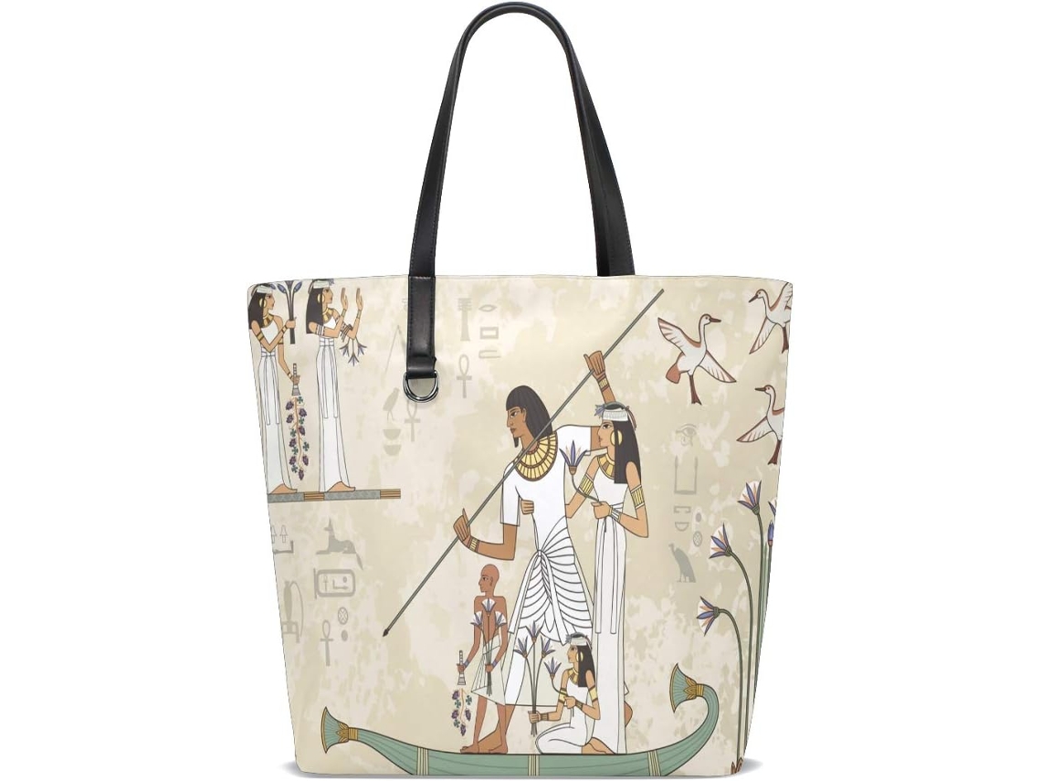 Bolso Grande Mujer Estampado Jeroglíficos Diseño Del Antiguo Egipto 30 X 12 34 Cm Resistente