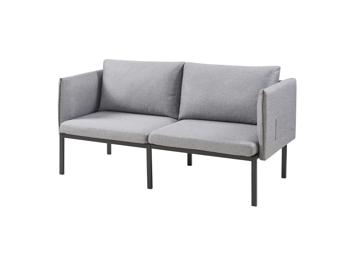 Sofá Kamar de 2 plazas tapizado con cojines 69x158x63cm gris [EN.CASA]