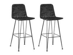 Conjunto de 2 cadeiras de bar BELIANI Cassita de Rattan/vime Preto 43x47x103