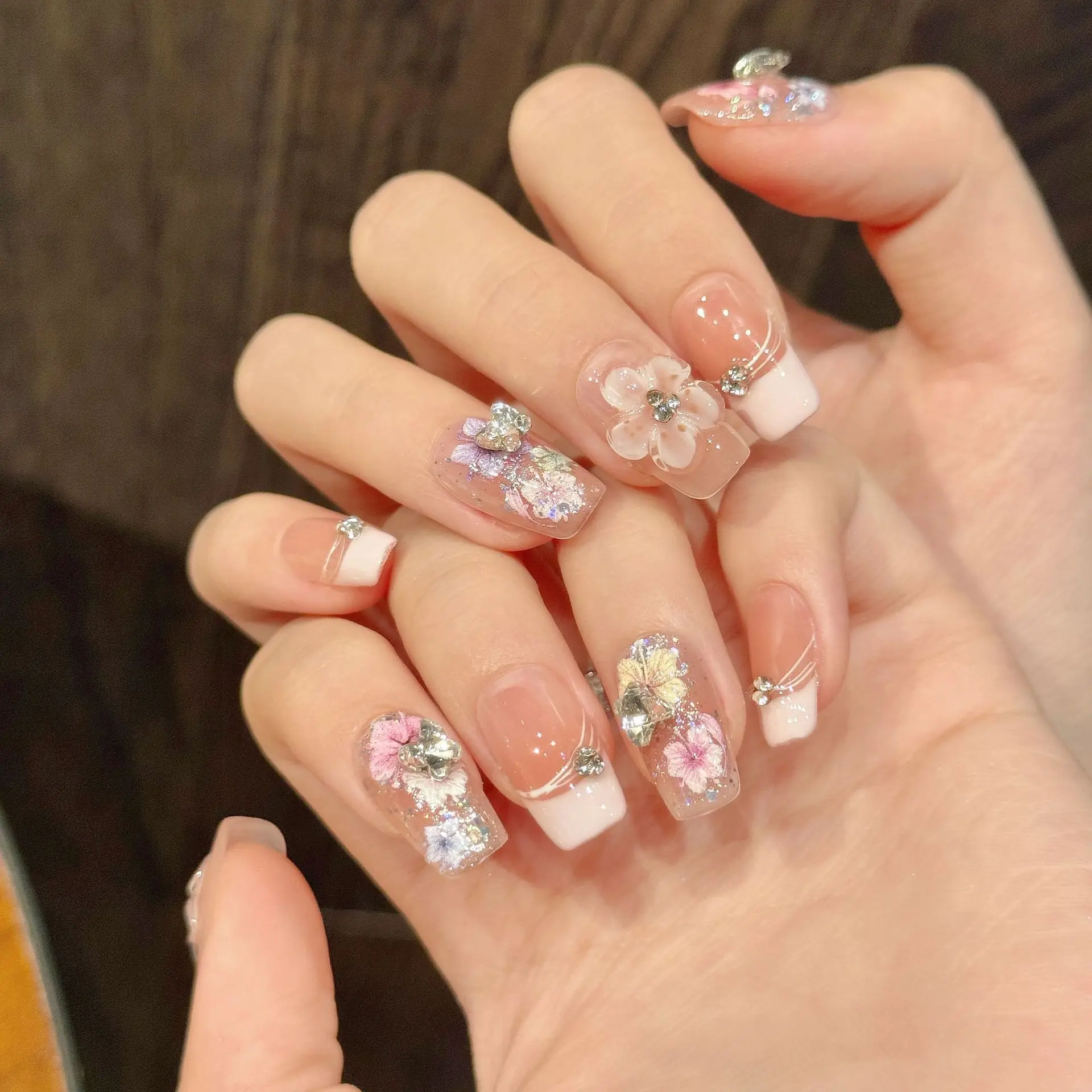 (2964-s) 10 Pegatinas De Uñas Francesas Con Relieve En Forma Rectangular