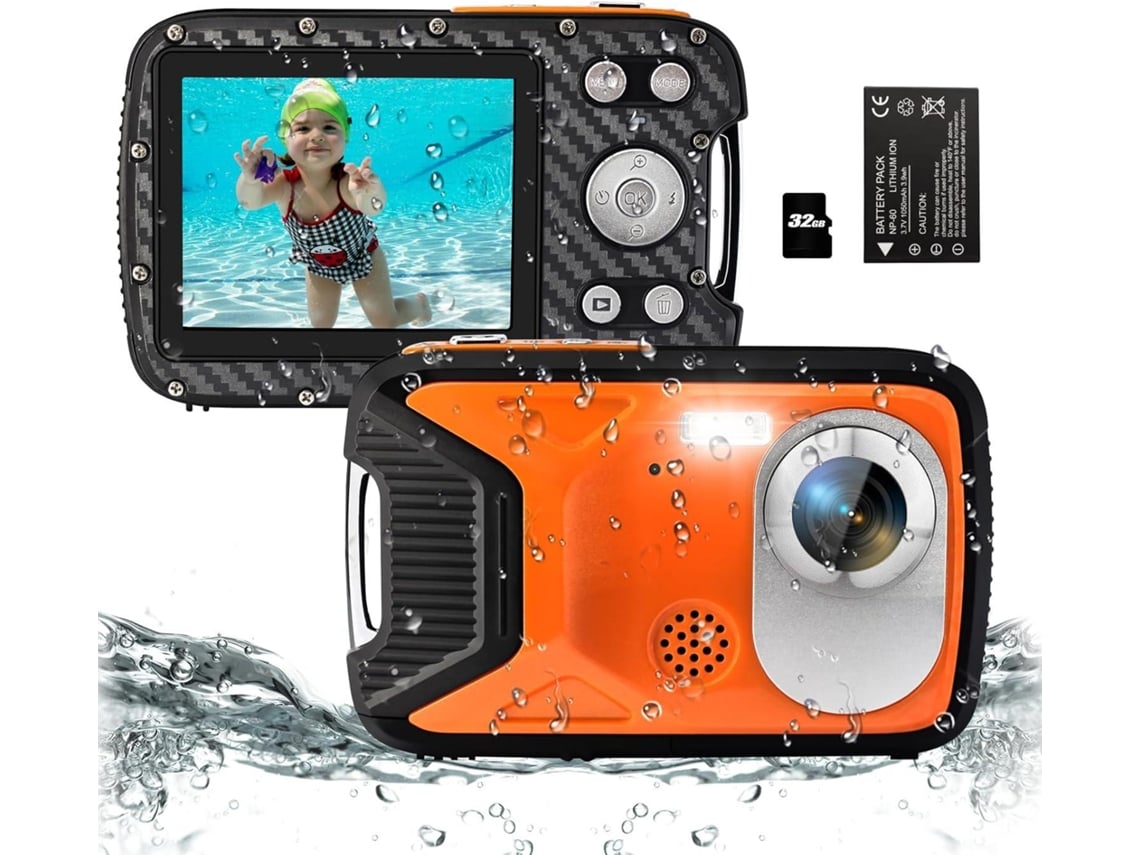 Cámara Infantil Sumergible De 5 M, 1080p Hd Con Tarjeta Sd De 32 Gb (naranja)