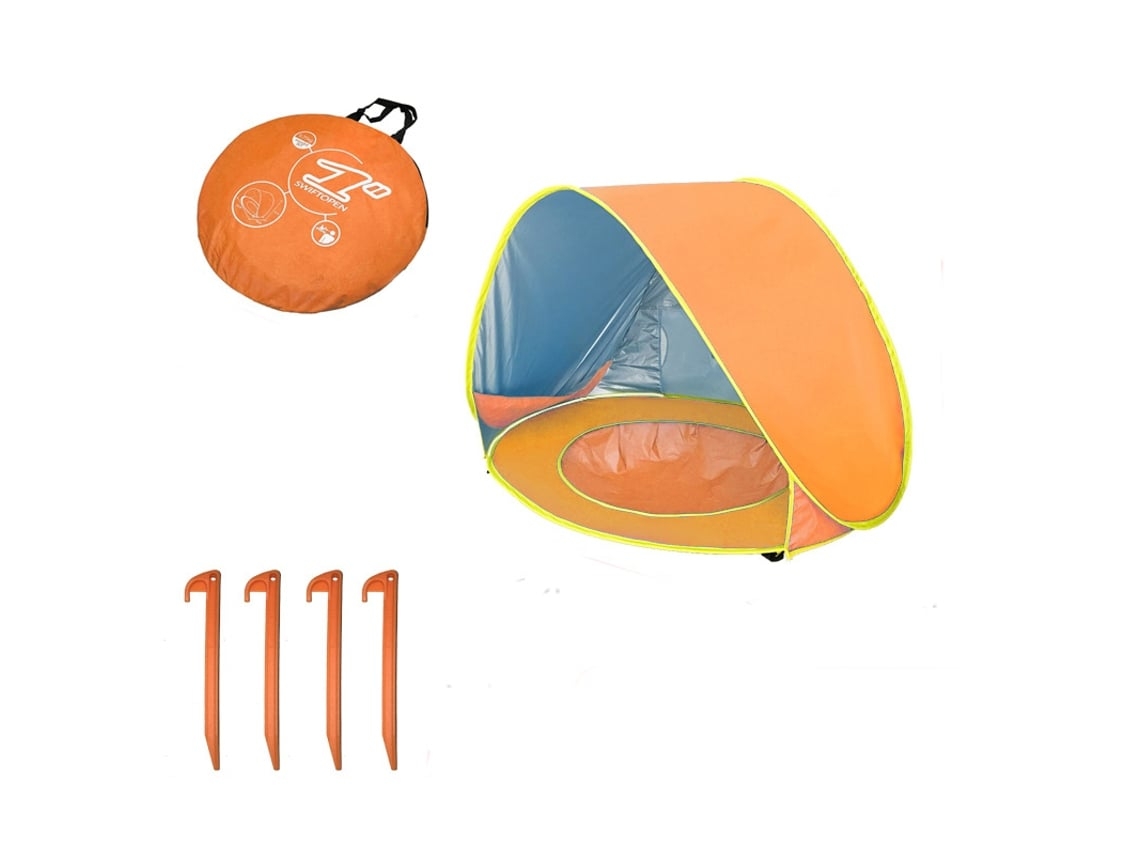 Tienda de playa infantil con piscina, protección solar UPF 50+, naranja, 120 x 80 x 70 cm, ideal para niños, educativa, duradera, perfecta para STELASPLEN
