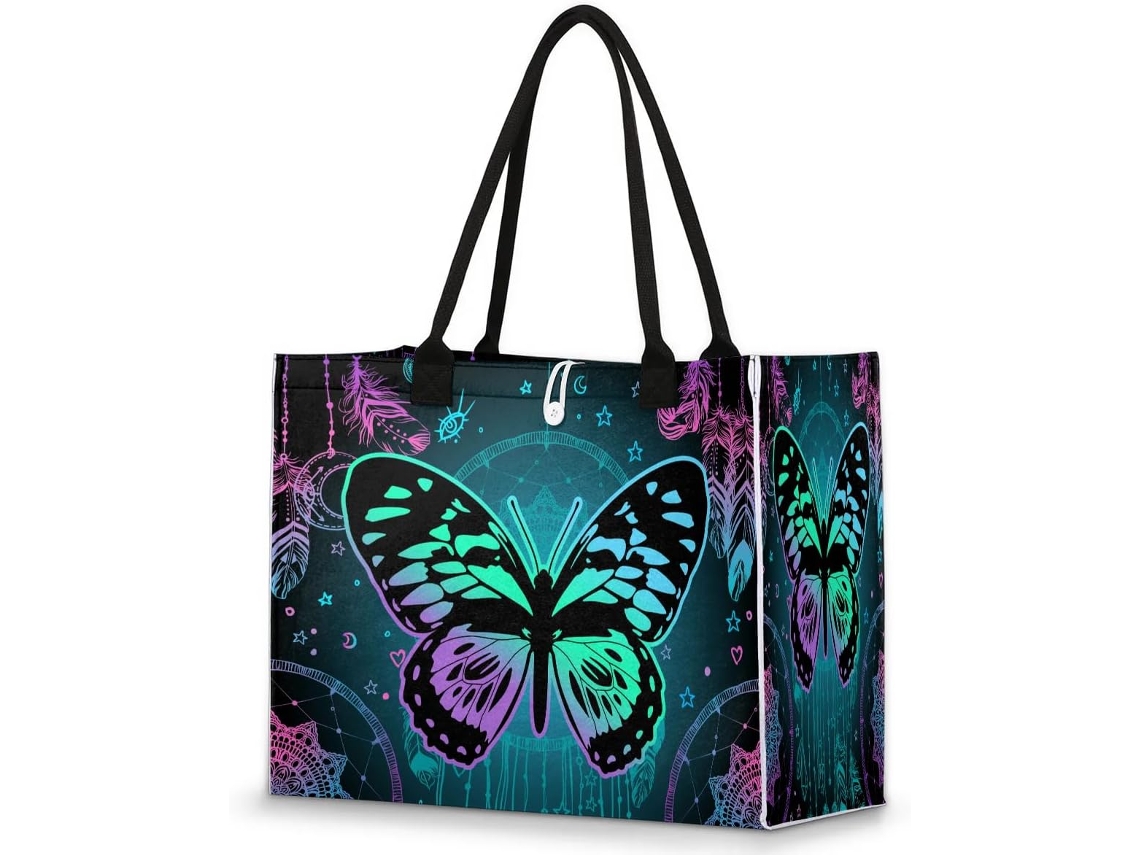 Bolso Mano Tropicallife Grande Étnico Mariposa Atrapasueños Para Mujeres Niñas Bolso Hombro Compras Trabajo