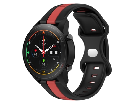 Correa de reloj inteligente para Xiaomi MI Watch S1 Pro 22 mm Hebilla de mariposa de silicona bicolor (negro + rojo)