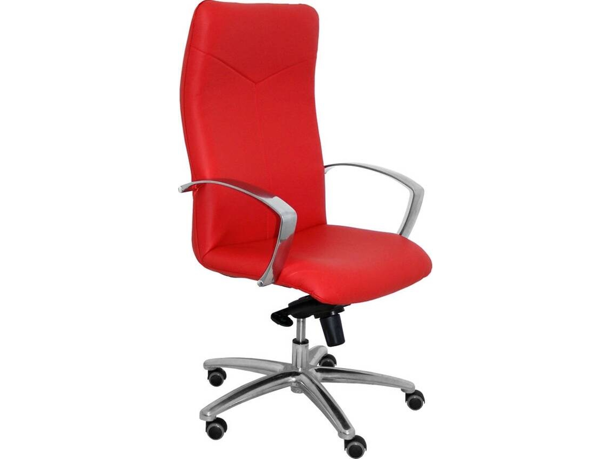Silla de Escritorio Ejecutiva PYC Caudete Rojo con ruedas antiarañazos (Brazos Fijos - Piel)