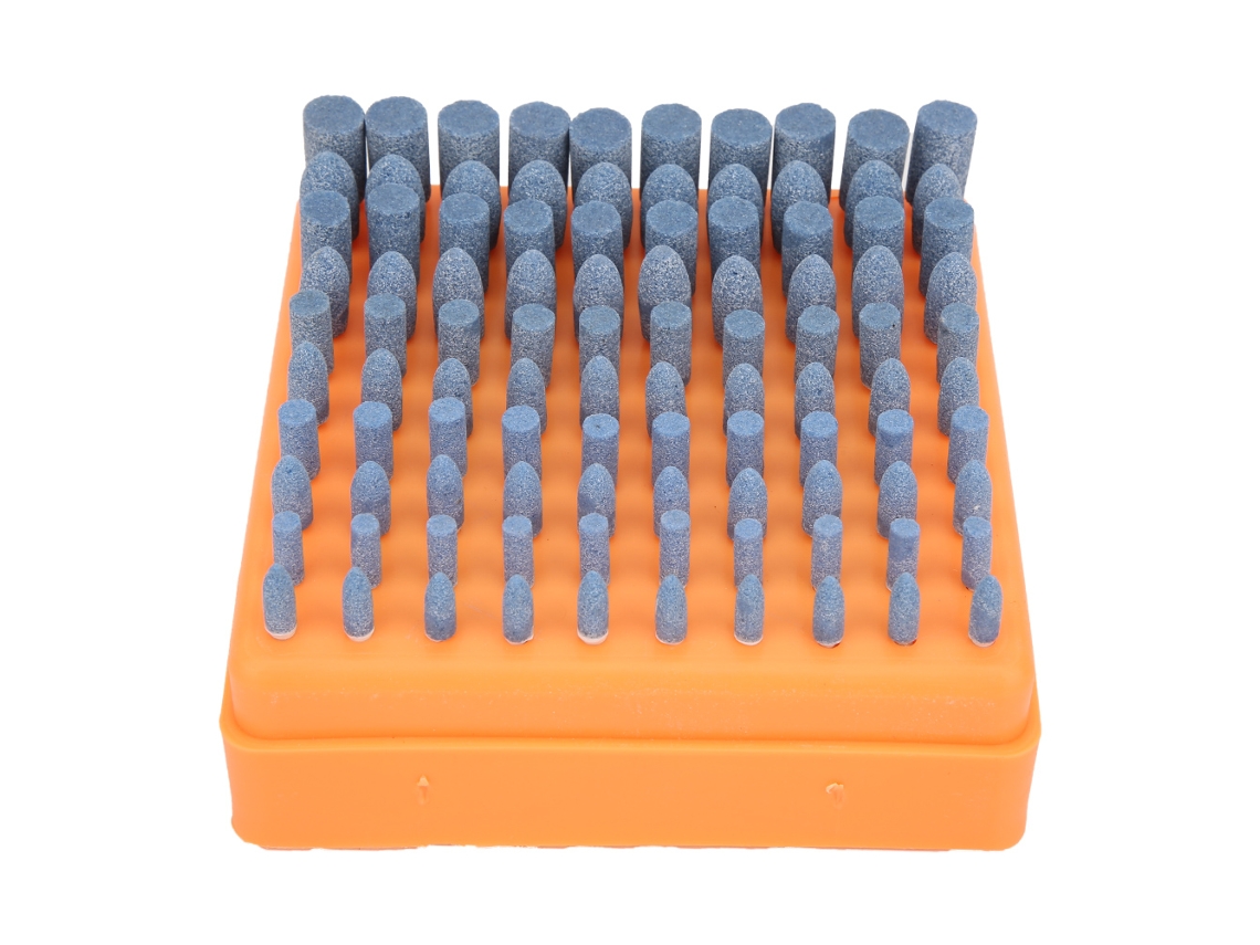 100 Piezas Cabeza De Esmeril Flintstone Rueda De Arena Abrasiva Corindón Cromado Mango 3mm Azul