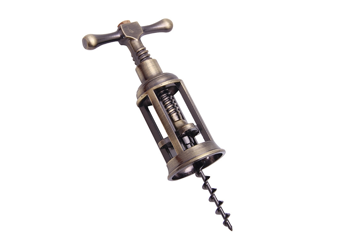Abridor de vino antiguo eficiente, clásico de bronce, fácil de abrir y con construcción ergonómica de acero para el hogar, el bar y reuniones.