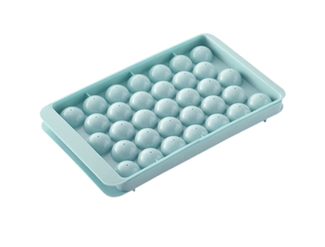 Bandeja para cubitos de hielo con tapa y cubo, cubo de hielo redondo, fácil liberación para whisky, cóctel, café (2,8 cm)