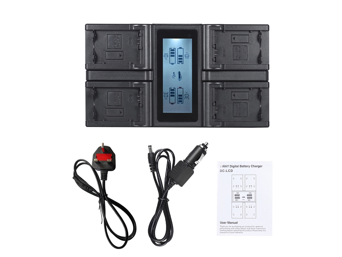 Cargador De Baterías Digital Para Cámara Sony 4 Canales Con Pantalla Lcd Npfw50 Para Α7 Α7r Α7sii Α6500 A6300 Nex Serie