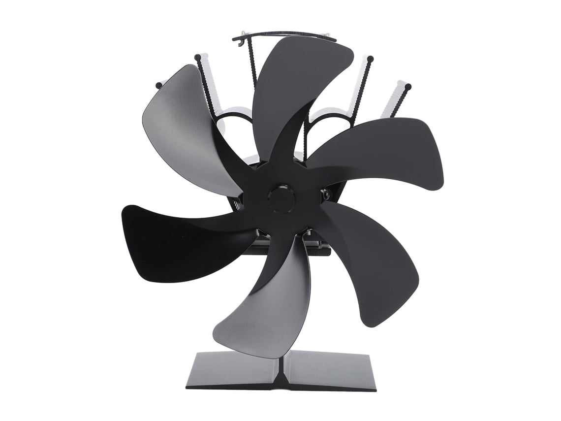 Ventilador Térmico Para Estufa De Leña, 6 Aspas, Circulación Rápida, Diseño Con Asa, Negro.