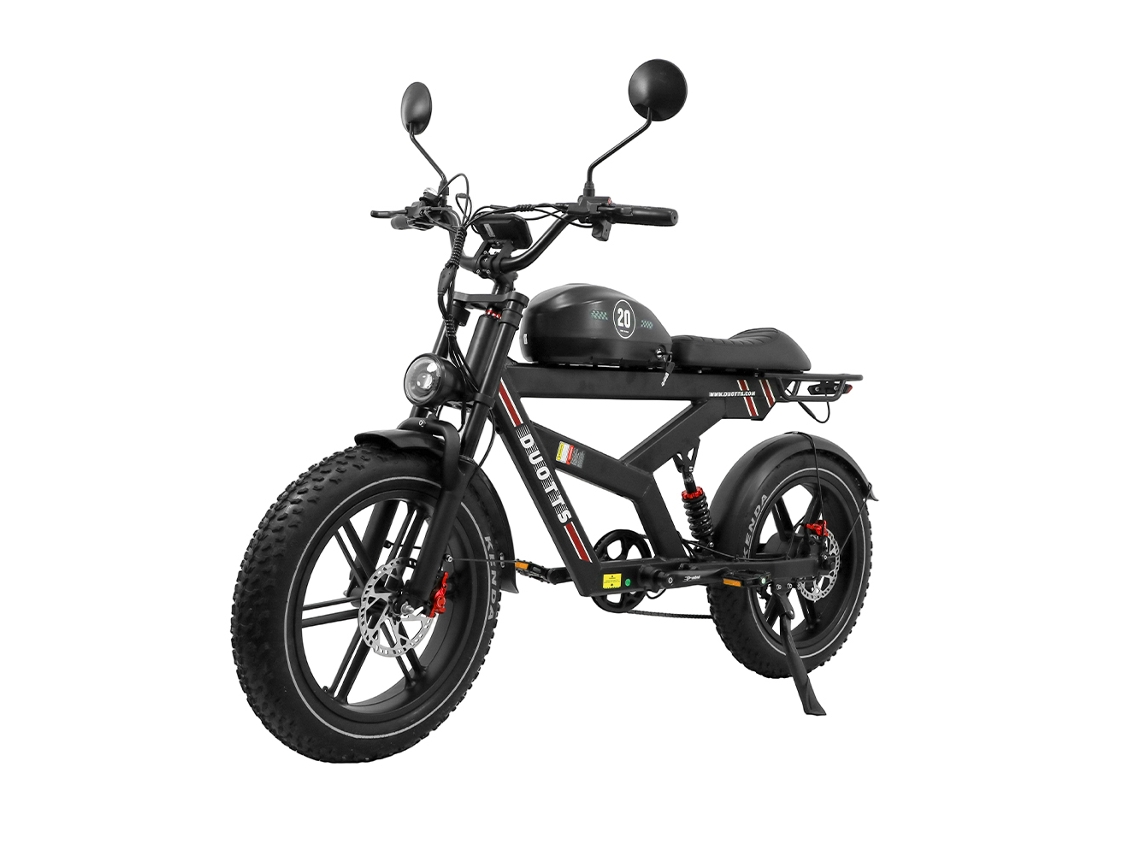 Motocicleta todoterreno eléctrica retro F20 20 con motor de 750 W y batería Duotts de 52 V y 27 Ah