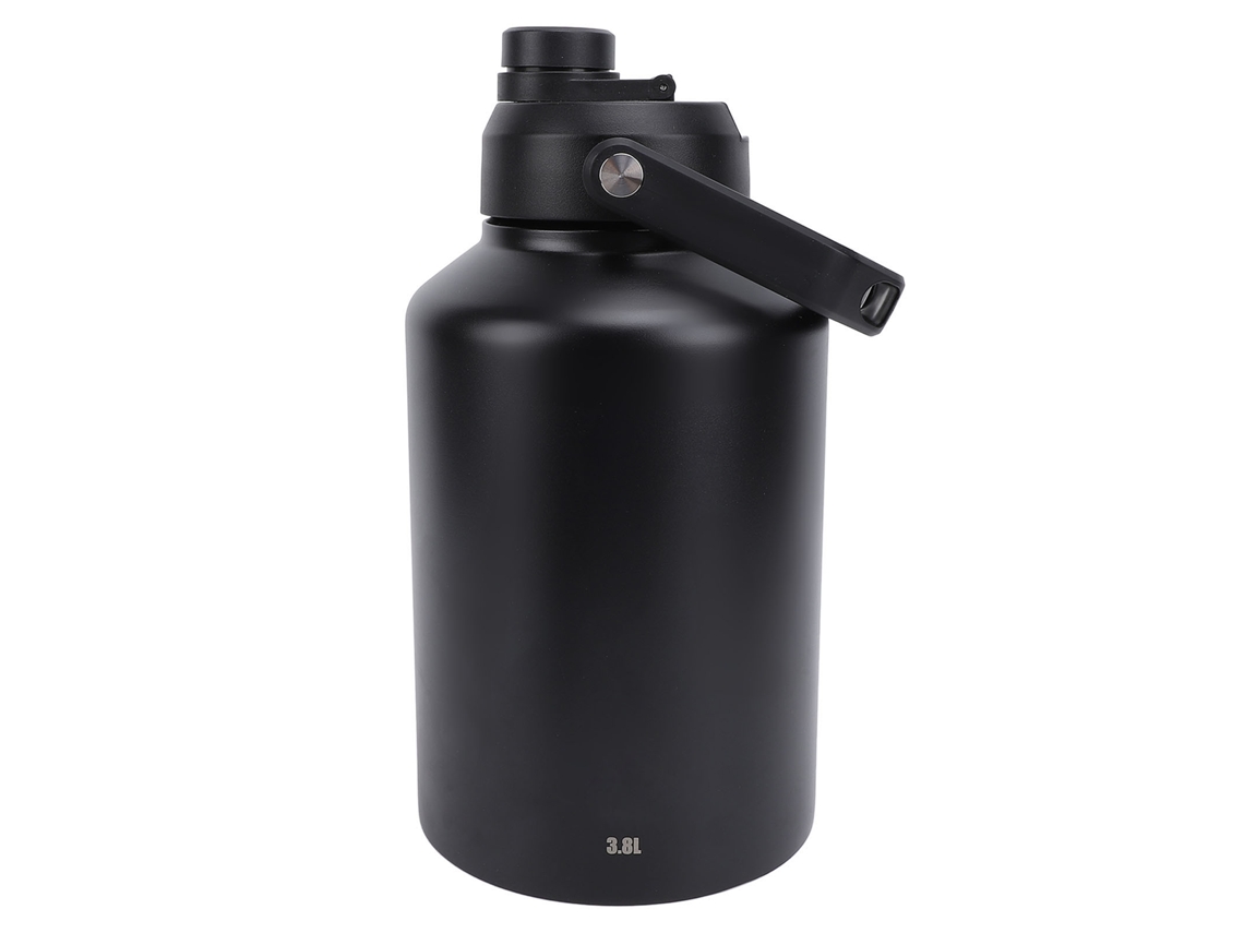 Botella deportiva térmica de acero inoxidable de 3,8 l, color negro