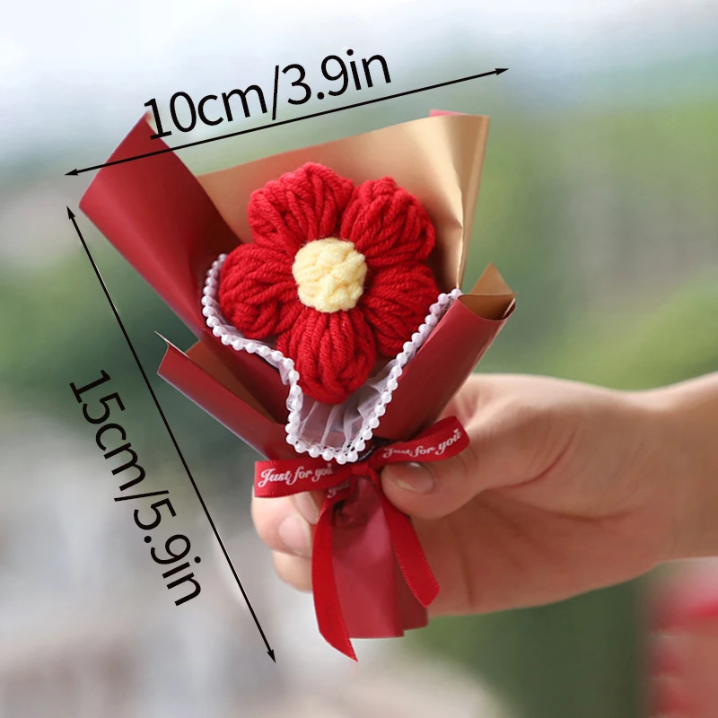 Mini Flores De Ganchillo, Flores Artificiales, Regalo, Decoración De Fiestas, Ramo De Flores Tejidas