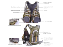 Chaleco De Pesca Con Mosca Para Hombre Con Mochila De Malla Transpirable Y Múltiples Bolsillos Ajustables.