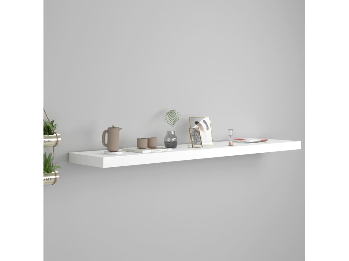 Estante flotante de pared MDF blanco 120x23,5x3,8 cm