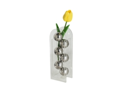 Jarrón de flores de cristal acrílico hecho a mano con 6 bolas de acero inoxidable