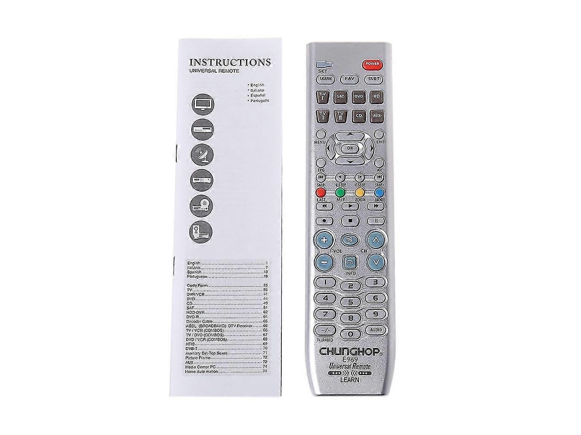 Control remoto 8 en 1 para TV, PVR, VDO, DVD, CD, SAT, Audvayotoy