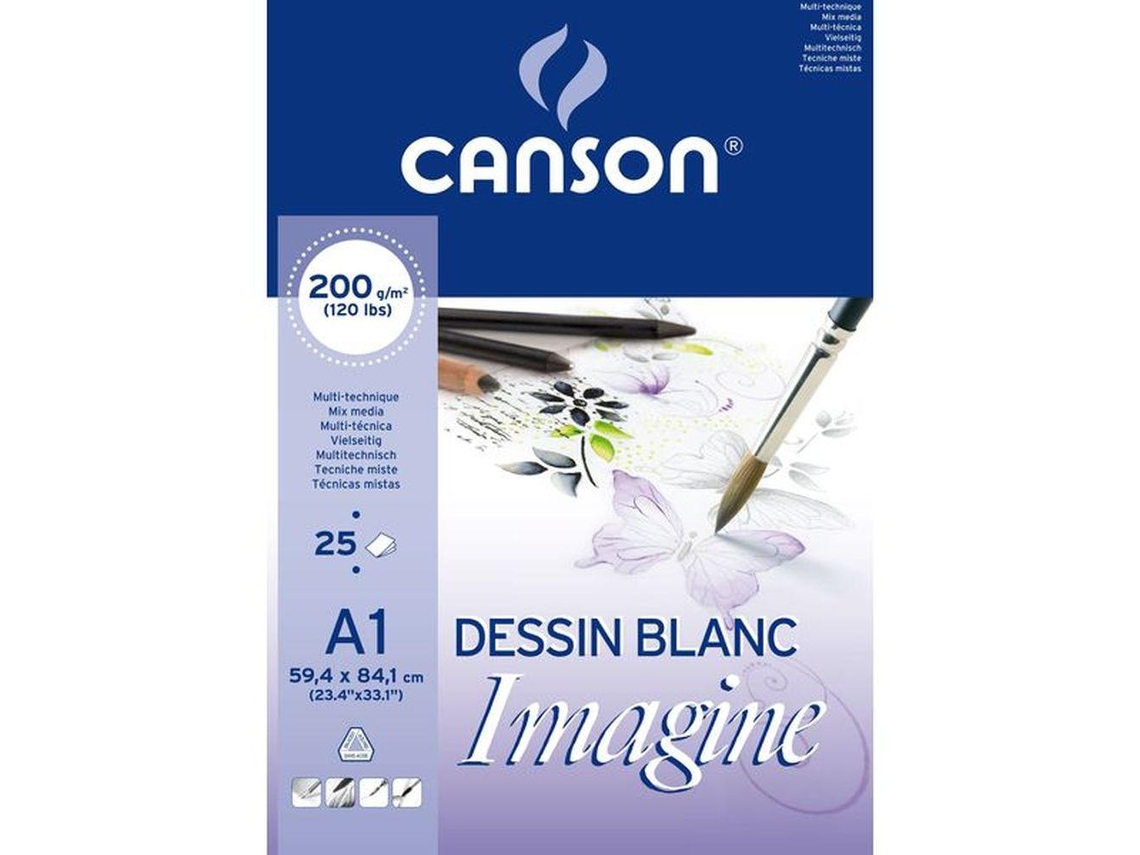 Canson Imagine Din Multitechnical Bloc De Dibujo A1 Pegado Liso 59,4X84,1 cm 25 Hojas 200 g