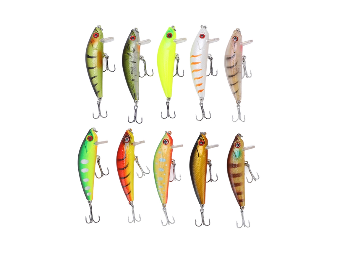 2026rebe-10 Piezas Señuelos De Pesca Duros 65mm/6.5g Ojos 3d Minnow Para Bass Trout Agua Salada Dulce