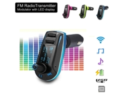 Transmissor Fm Yizhood Bt66 Dual Usb 3.5mm Aux Led Display Negro