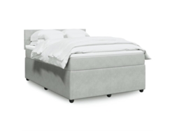 Cama Box Spring Con Colchón Terciopelo Gris Claro 140x190 Cm