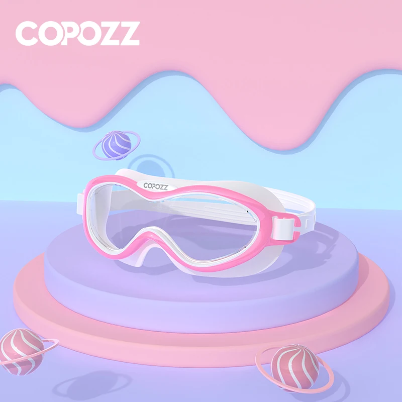 Gafas De Natación Profesionales Para Niños (rosa Y Blanco) Con Montura Grande, Alta Definición, Antivaho E Impermeables.