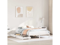 Estructura De Cama Sin Colchón Madera De Pino Blanca 140x200 Cm