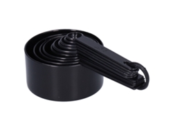 Juego de 10 cucharas y vasos de plástico sin BPA para cocina y panadería (negro)