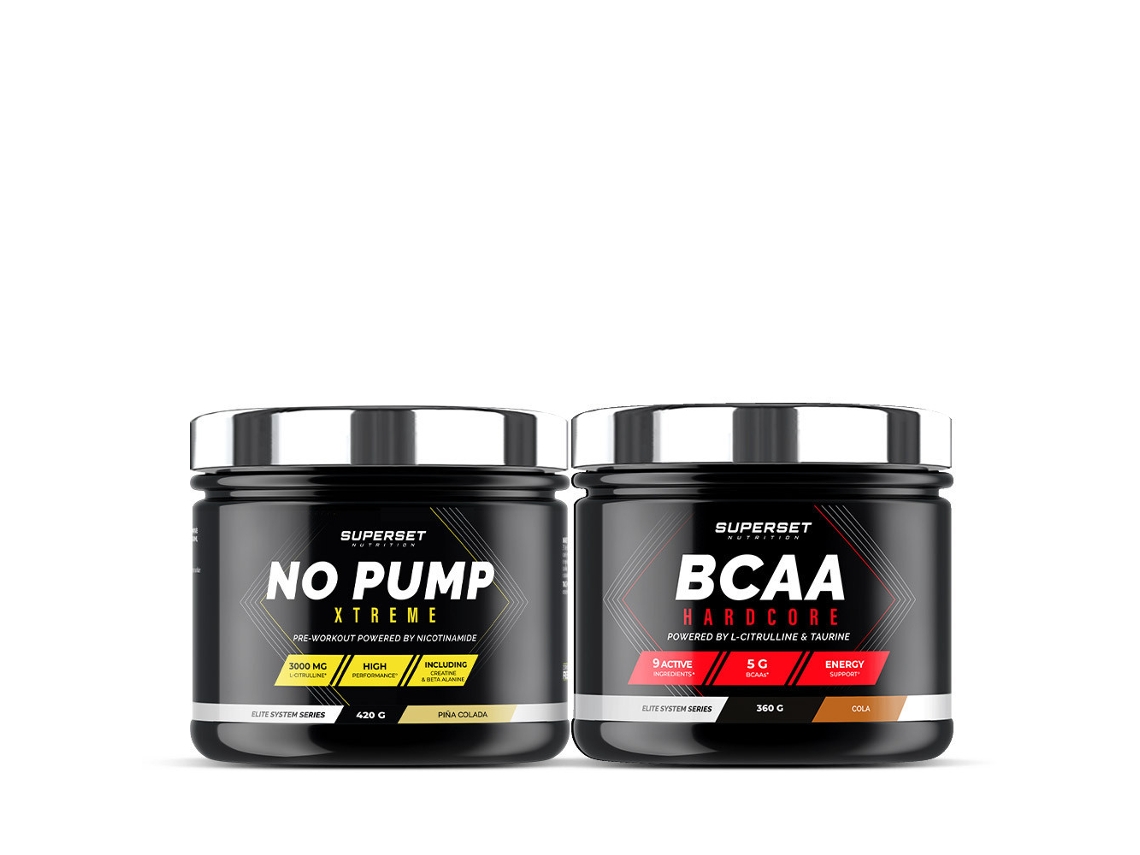 Programa de entrenamiento intensivo BCAA Hardcore Cola No Pump Xtreme Piña Colada Superset Nutrición
