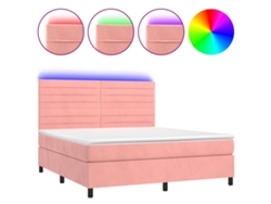 Maison Exclusive - Cama Box Spring Colchón Y Led Terciopelo Rosa 180x200 Cm