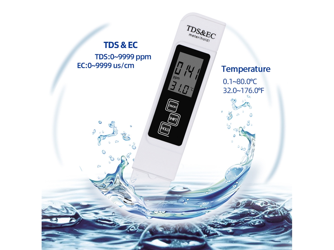 Analizador Portátil De Calidad Del Agua 3 En 1 (tds/ec/temperatura) Con Bloqueo De Lectura Y Apagado Automático.