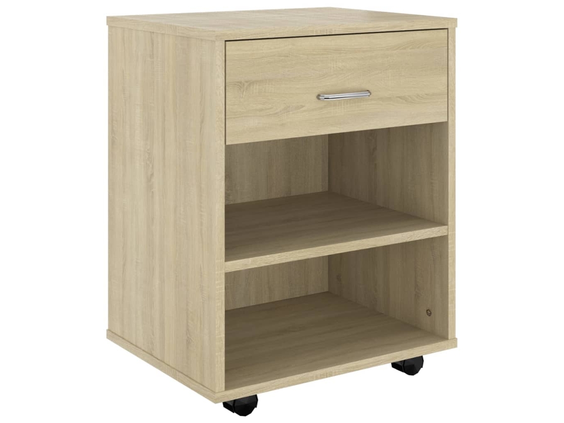 Muebles de roble Sonoma con ruedas MAISON EXCLUSIVE Derivados de madera (46x36x59 cm)
