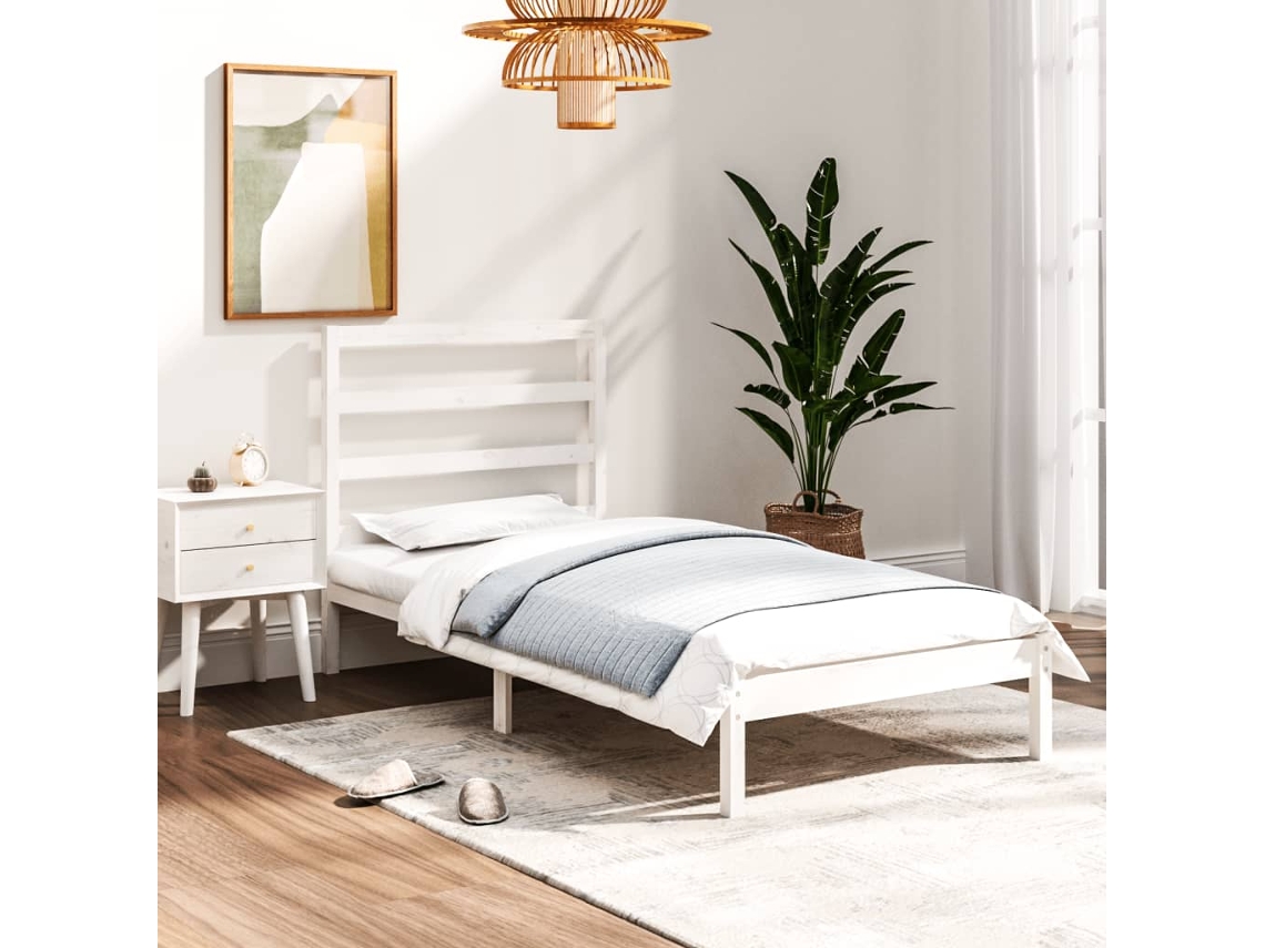 Cama Individualcama Para Adultosestructura De Cama Individual Madera Maciza Blanco 90x190 Cm Wsd33316