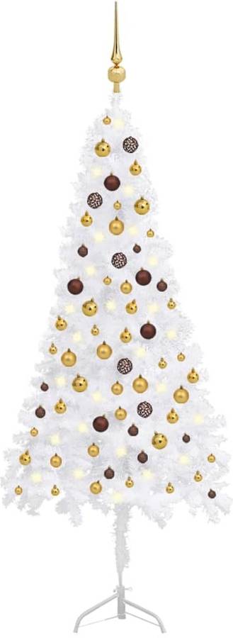 Árbol de Navidad VIDAXL con Luzes LED y Bolas (Blanco - 65x33x180 cm)