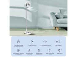 Ventilador Portátil Plegable H9 Con Usb, Rociador, Humidificador, Luz Nocturna Y Batería De 7200 Mah.
