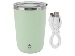 Taza autoagitadora USB de 350 ml, a prueba de fugas, color verde.