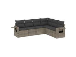 Conjunto de 6 sofás de jardín de mimbre gris con cojines MAISON EXCLUSIVE (80x200 cm)