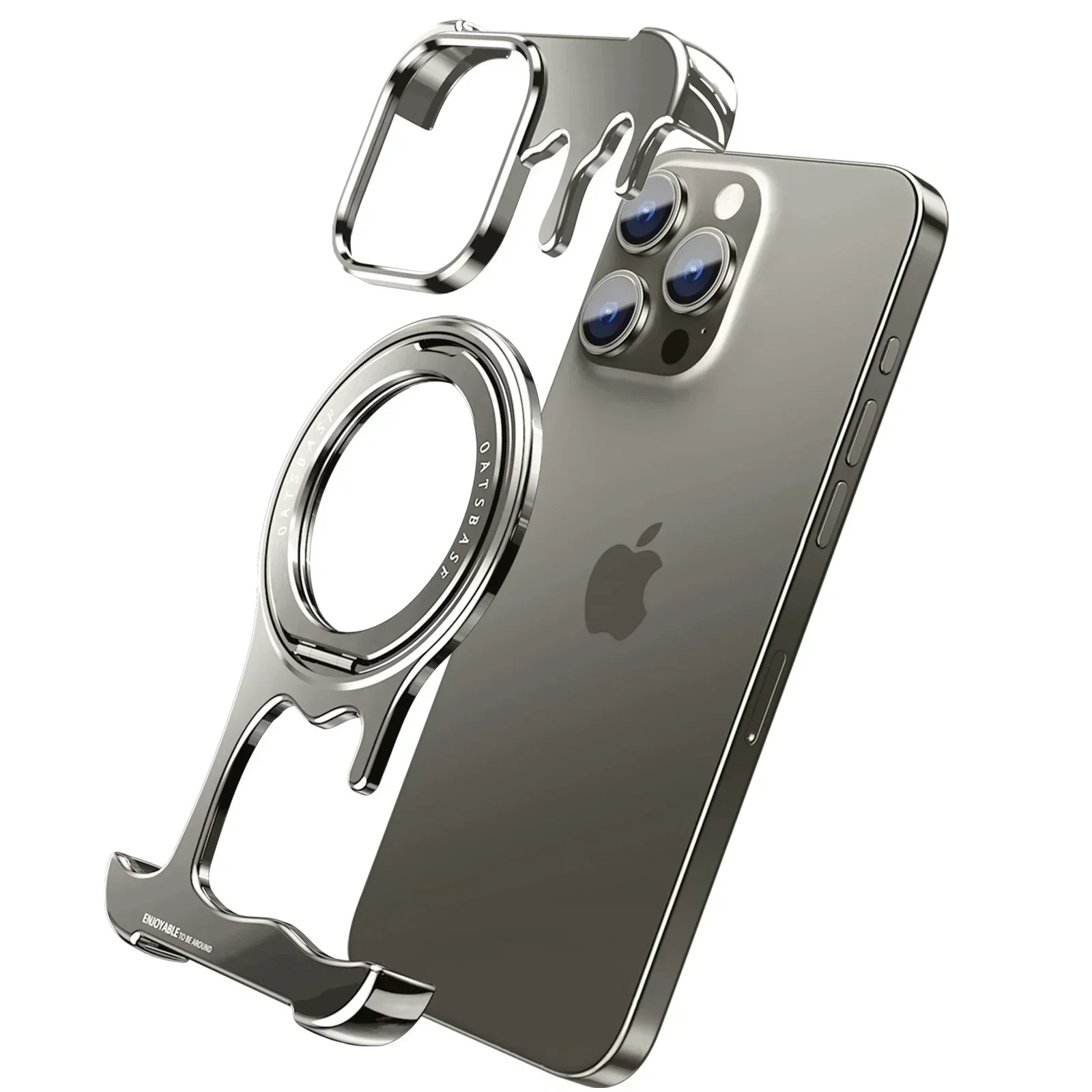 (iphone 14 De Titanio) Funda Para Teléfono Con Marco Metálico Sin Bordes, Compatible Con Carga Inalámbrica Magsafe.