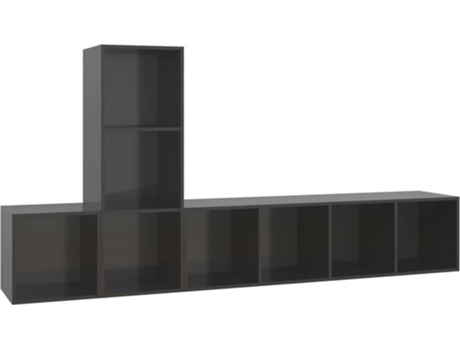 Conjunto 3 Muebles de salón VIDAXL madera de ingeniería gris brillo