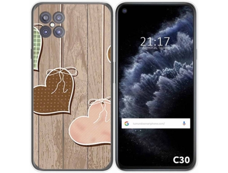 Carcasa Cubot C30 TUMUNDOSMARTPHONE Corazones Madera Multicolor
