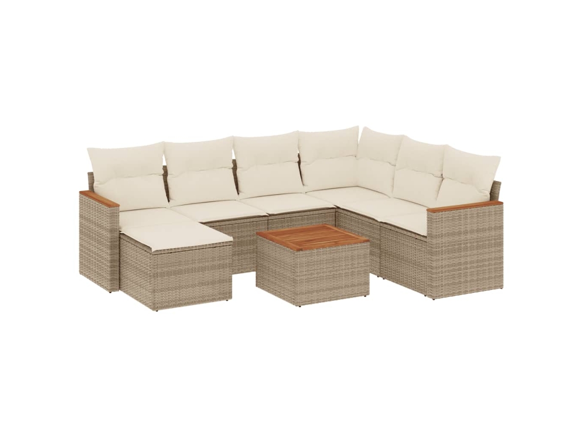 Maison Exclusive - Juego De Sofás De Jardín Con Cojines Beige 8 Pzas Ratán Pe