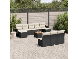 Conjunto de sofás de jardín de 11 piezas DKD Home Decor con cojines de mimbre negros