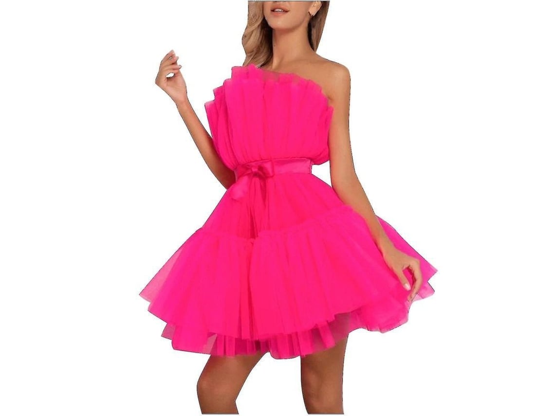 2026-vestido Corto Sin Mangas De Tule Para Mujer Con Malla Solida Princesa Fiesta Casual Verano Primavera