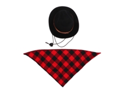 Rebe - Conjunto de Fantasia de Cowboy para Animais de Estimação com Chapéu e Cachecol Ajustável para Festa de Halloween e Brincadeiras de Faz de Conta